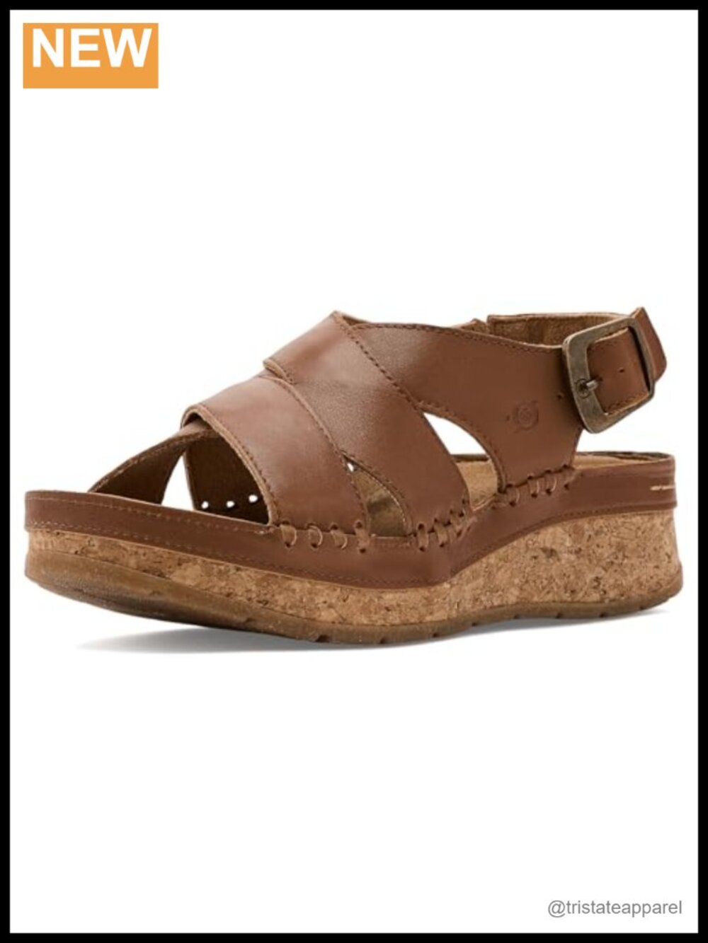 Women's Leather Wedge Sandal Adjustable Buckle Cork Sole